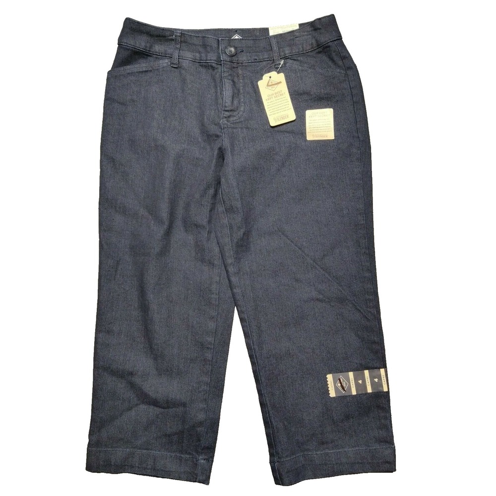 St John's Bay Women Size 4 Dark Rinse Secretly Slender Denim Capri Pants NEW